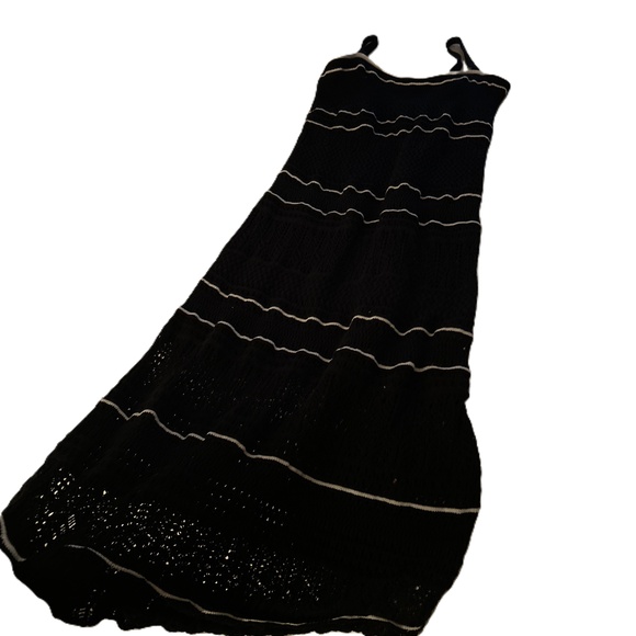 Abercrombie Black Stripe Spaghetti Strap Ribbed Dress Size XLT - Picture 2 of 6